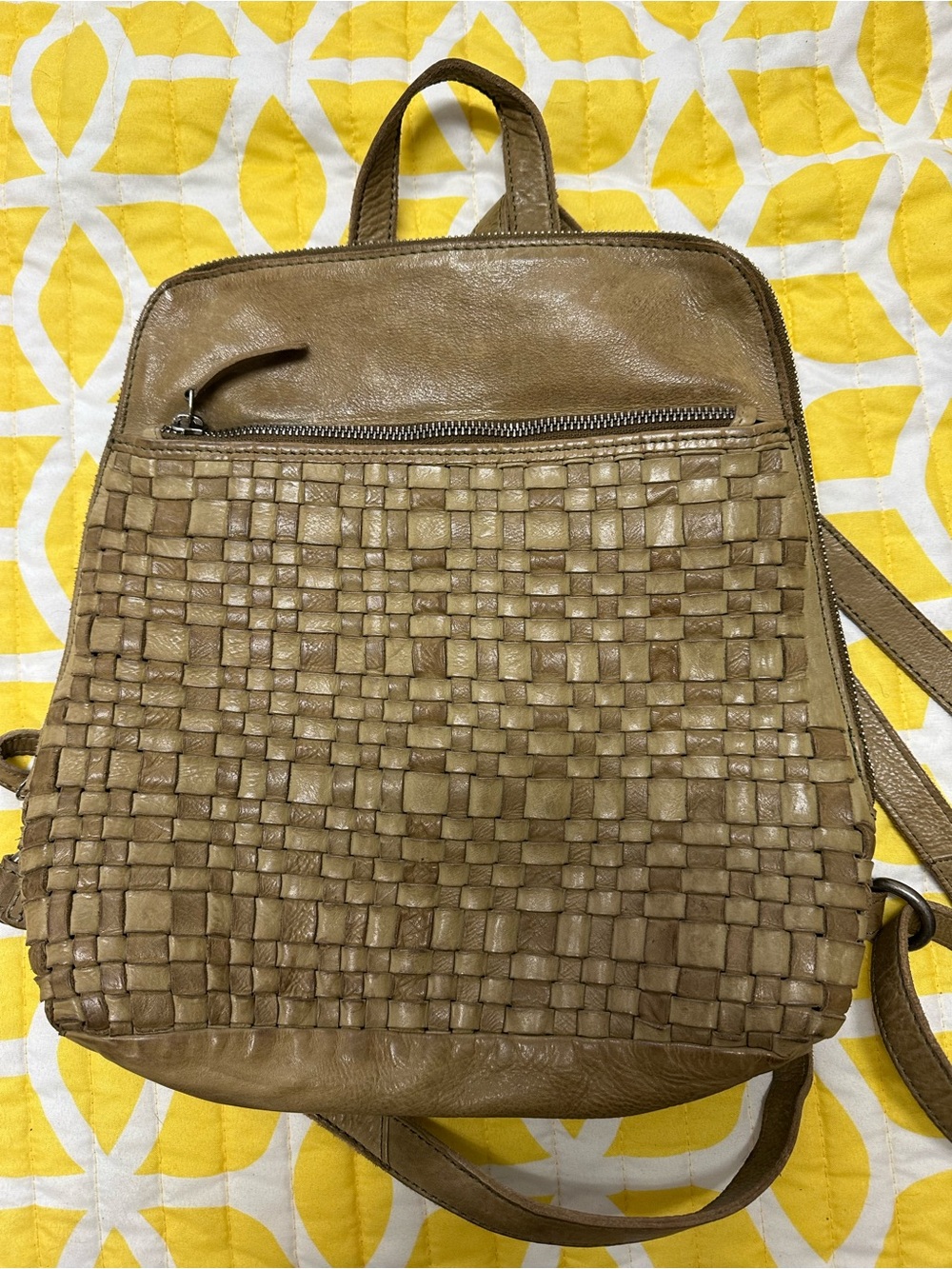 Vilenca Holland  Woven Leather Backpack in Brown